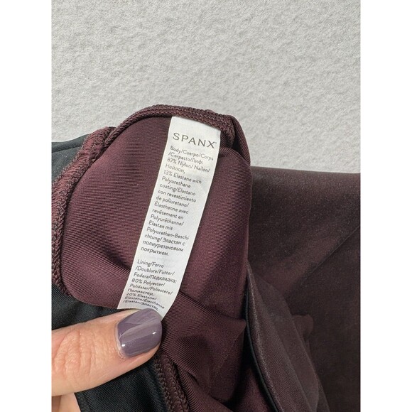 SPANX Women’s Shape Faux Leather Matte Purple Leggings Size Small Grunge - Picture 3 of 6